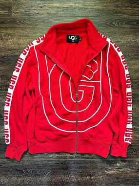UGG Red & White Zip Jacket XS Like New